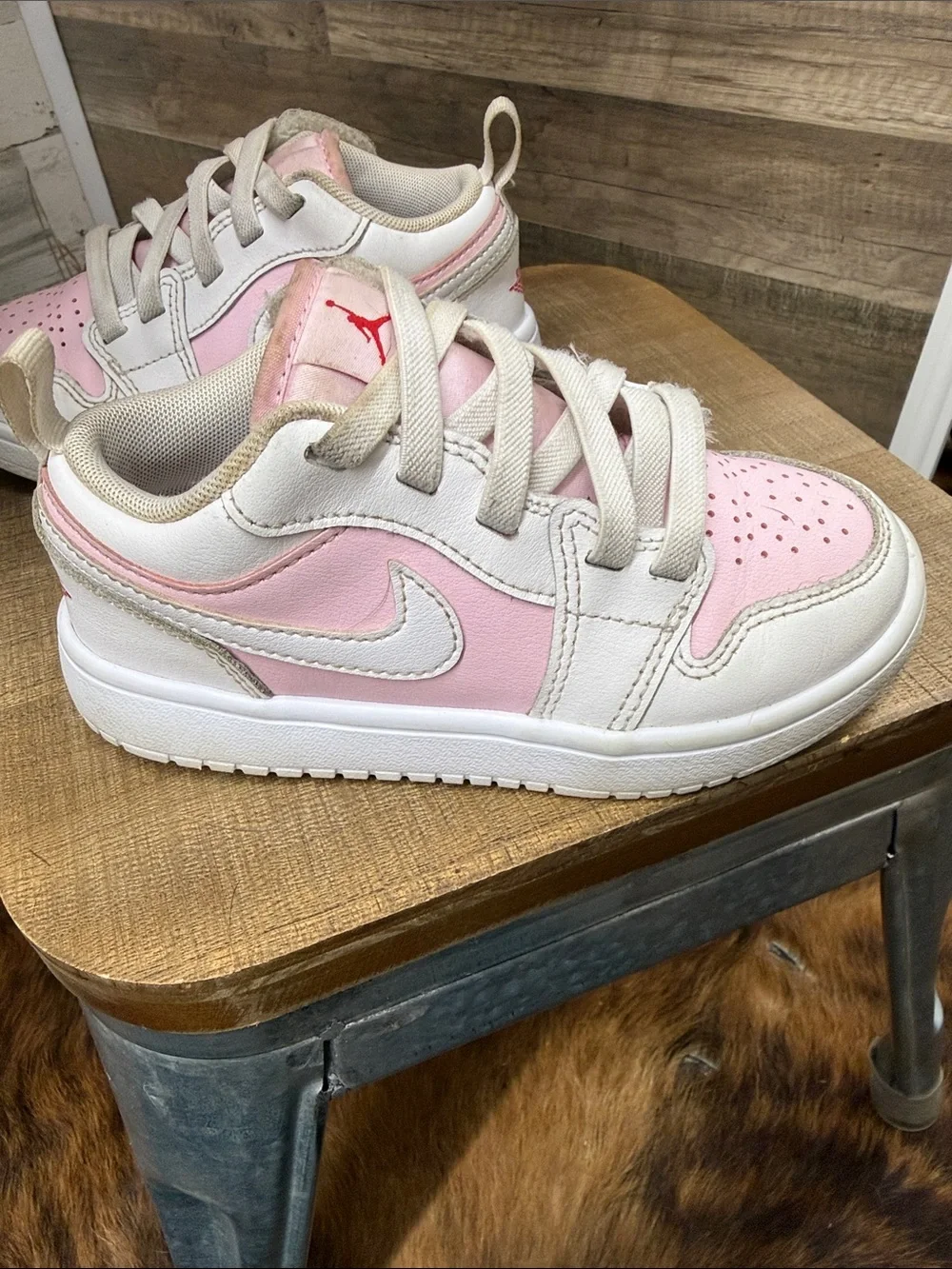 Nike Air Force Kids Pink and White Low-Top Sneakers